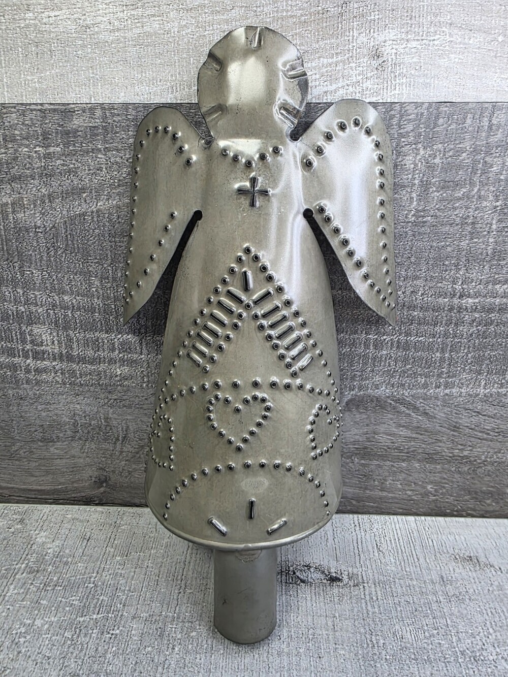 Punched Tin Metal Angel Luminary Rustic Tree Topper 12" Farmhouse Christmas g63